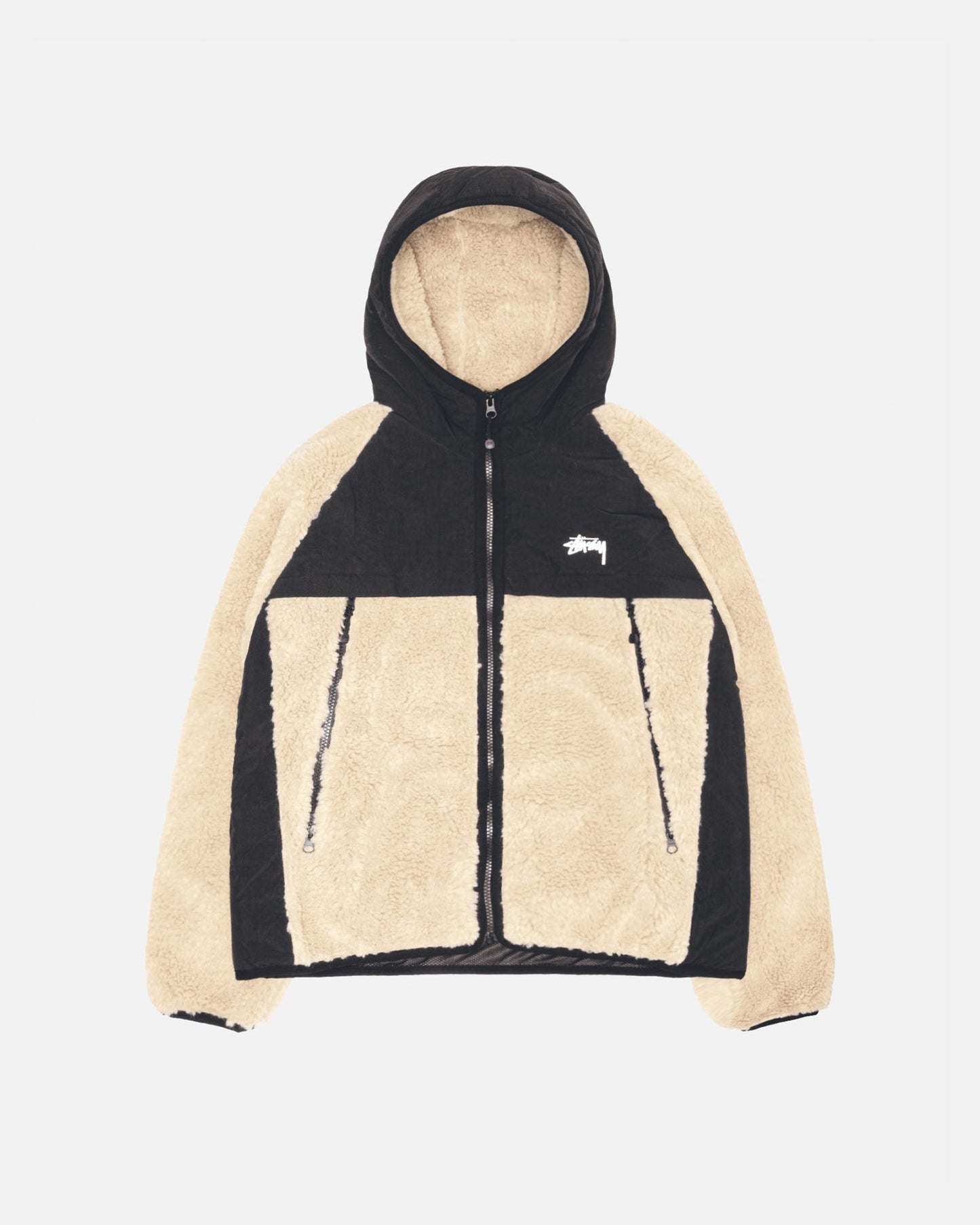 SHERPA PANELED HOODED JACKET