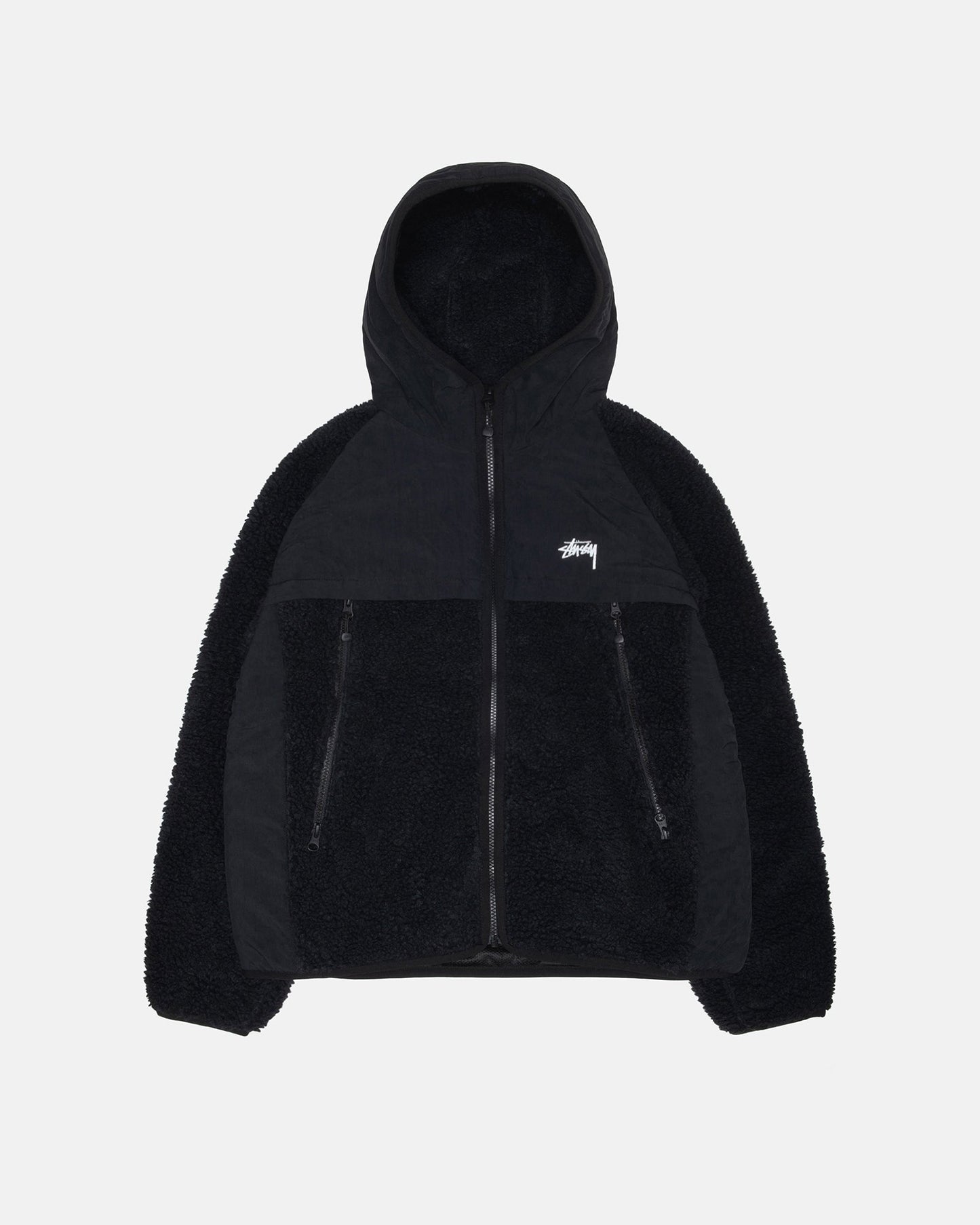 SHERPA PANELED HOODED JACKET