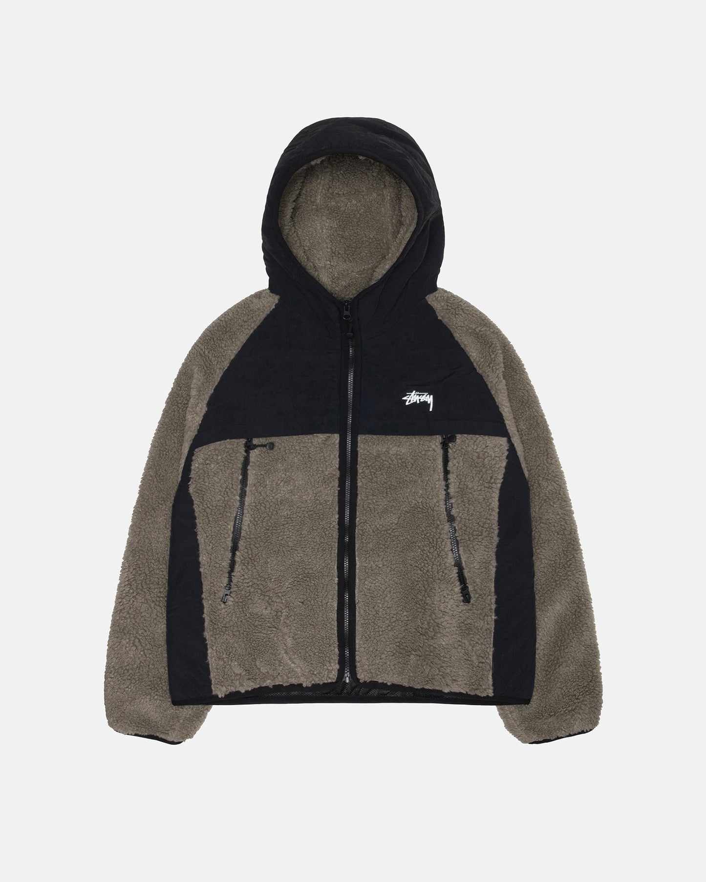 SHERPA PANELED HOODED JACKET