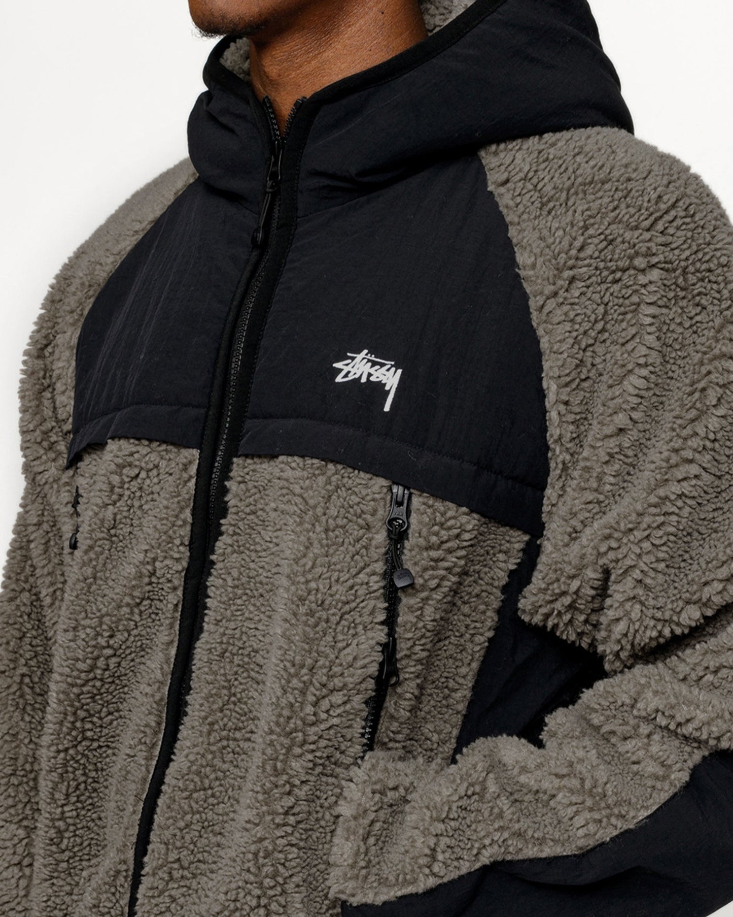 SHERPA PANELED HOODED JACKET